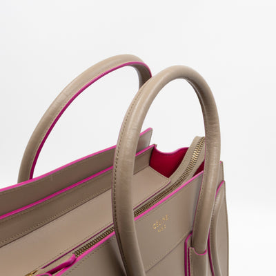 Micro Luggage Grey & Pink Leather