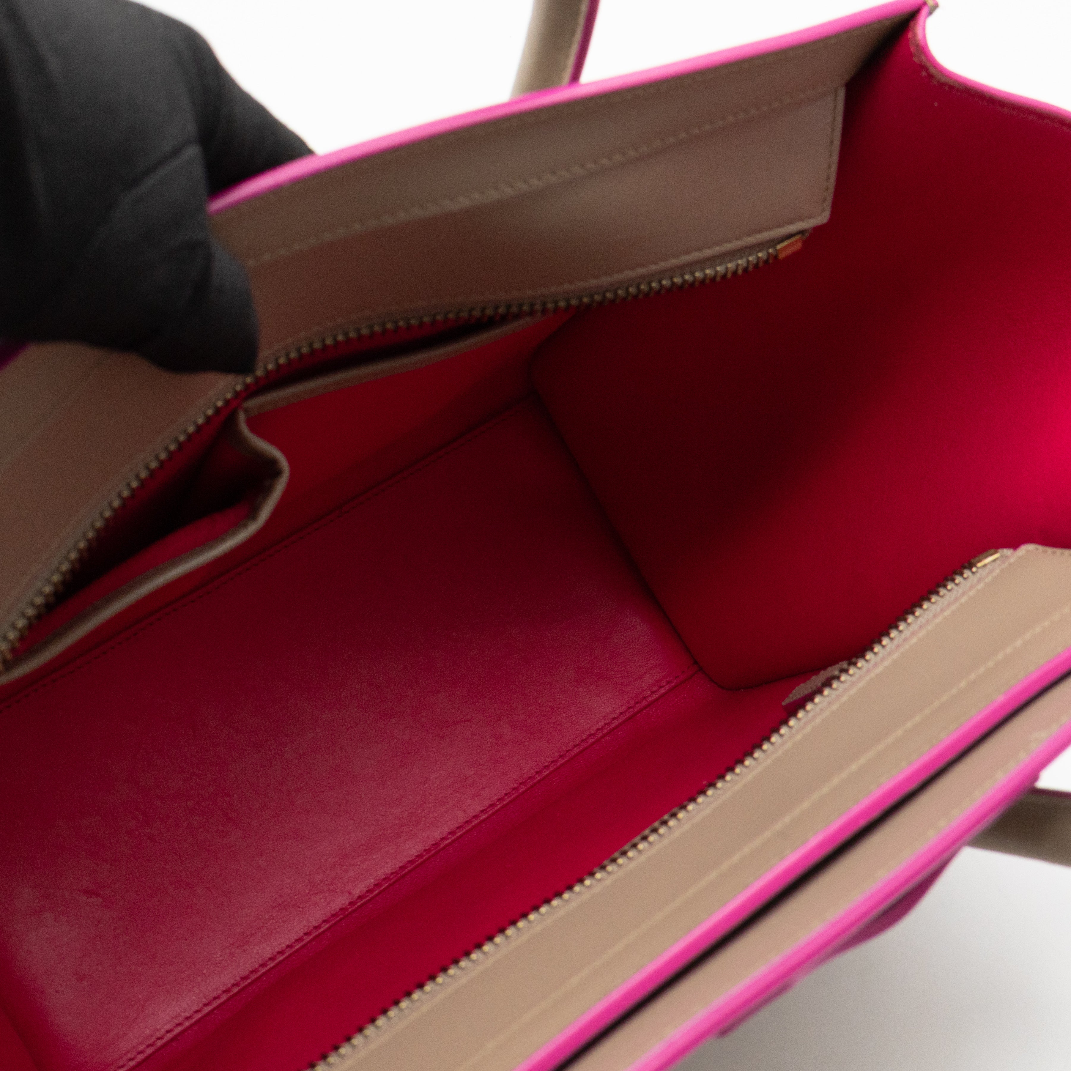 Micro Luggage Grey & Pink Leather