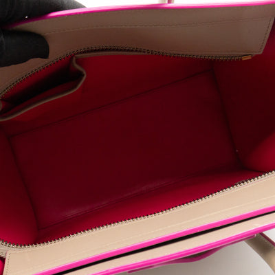 Micro Luggage Grey & Pink Leather