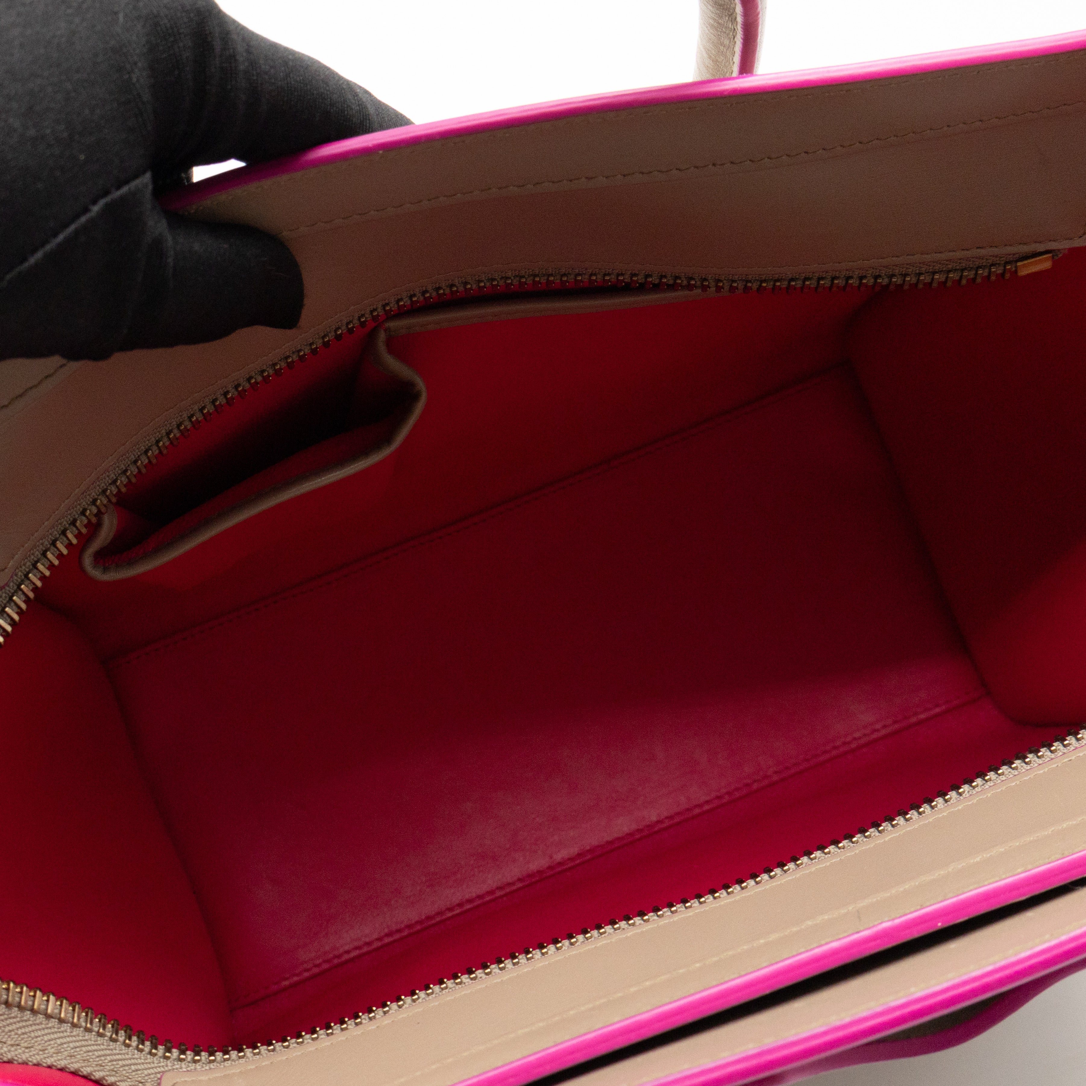 Micro Luggage Grey & Pink Leather