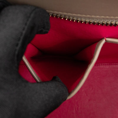 Micro Luggage Grey & Pink Leather