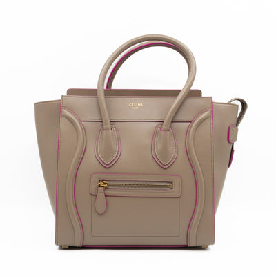 Micro Luggage Grey & Pink Leather
