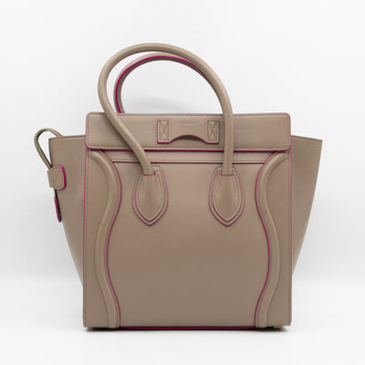 Micro Luggage Grey & Pink Leather