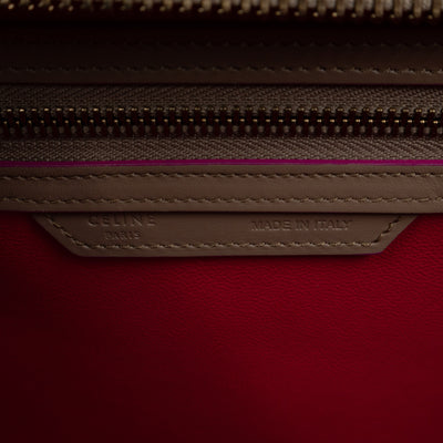 Micro Luggage Grey & Pink Leather