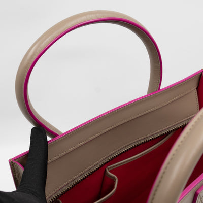 Micro Luggage Grey & Pink Leather