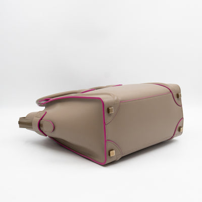 Micro Luggage Grey & Pink Leather
