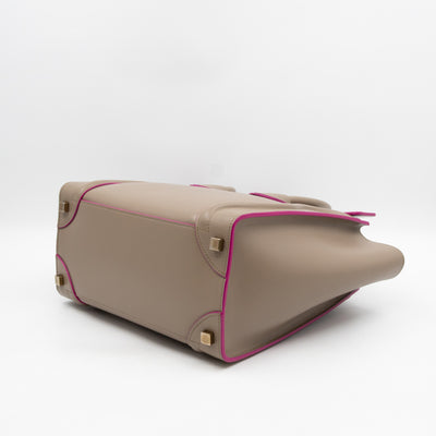 Micro Luggage Grey & Pink Leather