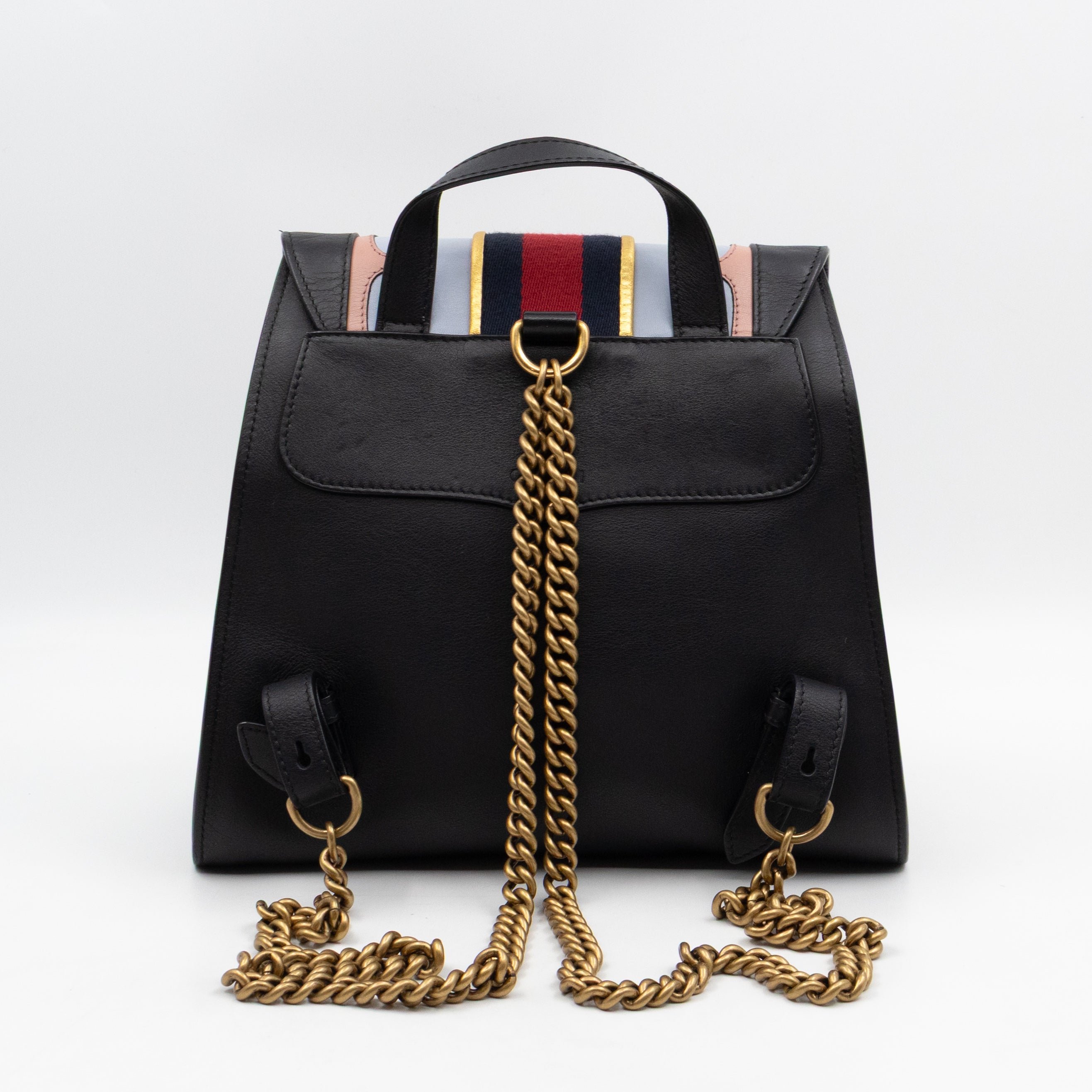 GG Marmont Web Heart Backpack Black Leather