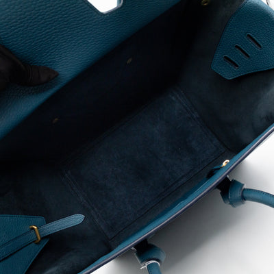 Tie Knot Tote Bag Medium Teal Leather