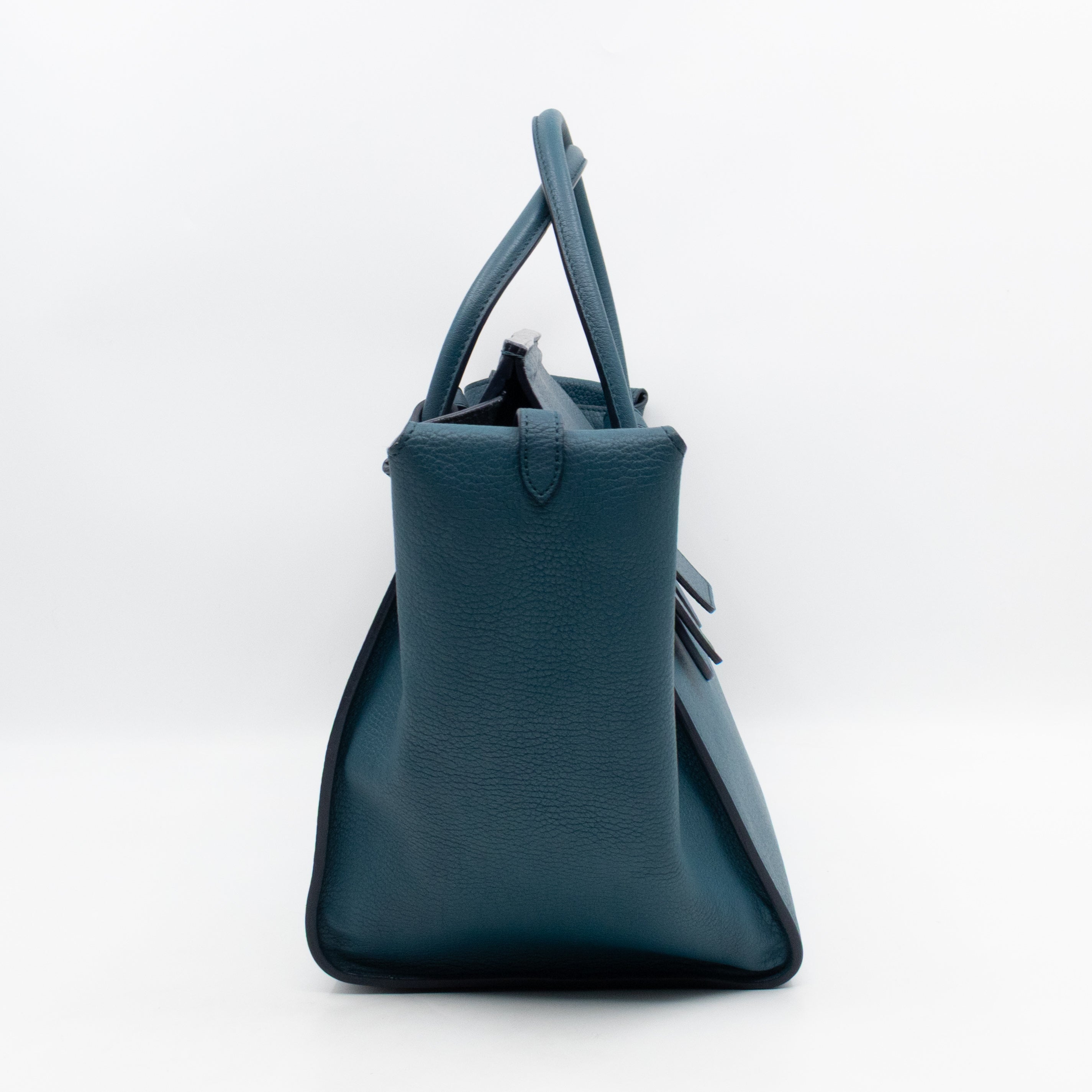 Tie Knot Tote Bag Medium Teal Leather