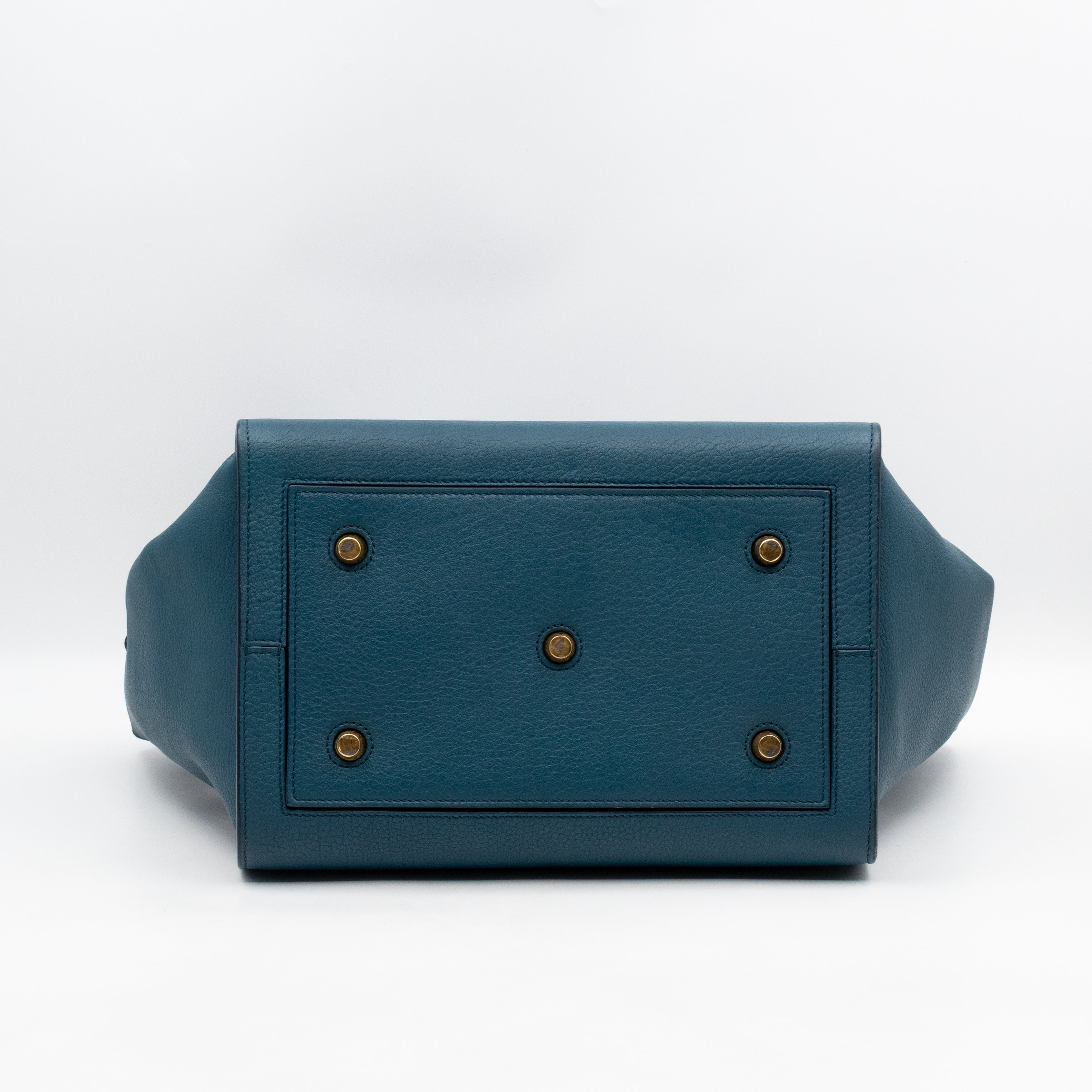 Tie Knot Tote Bag Medium Teal Leather