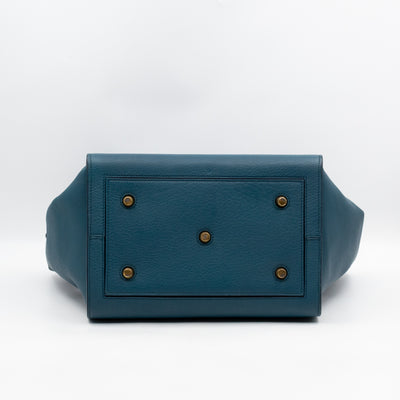 Tie Knot Tote Bag Medium Teal Leather