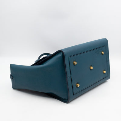 Tie Knot Tote Bag Medium Teal Leather