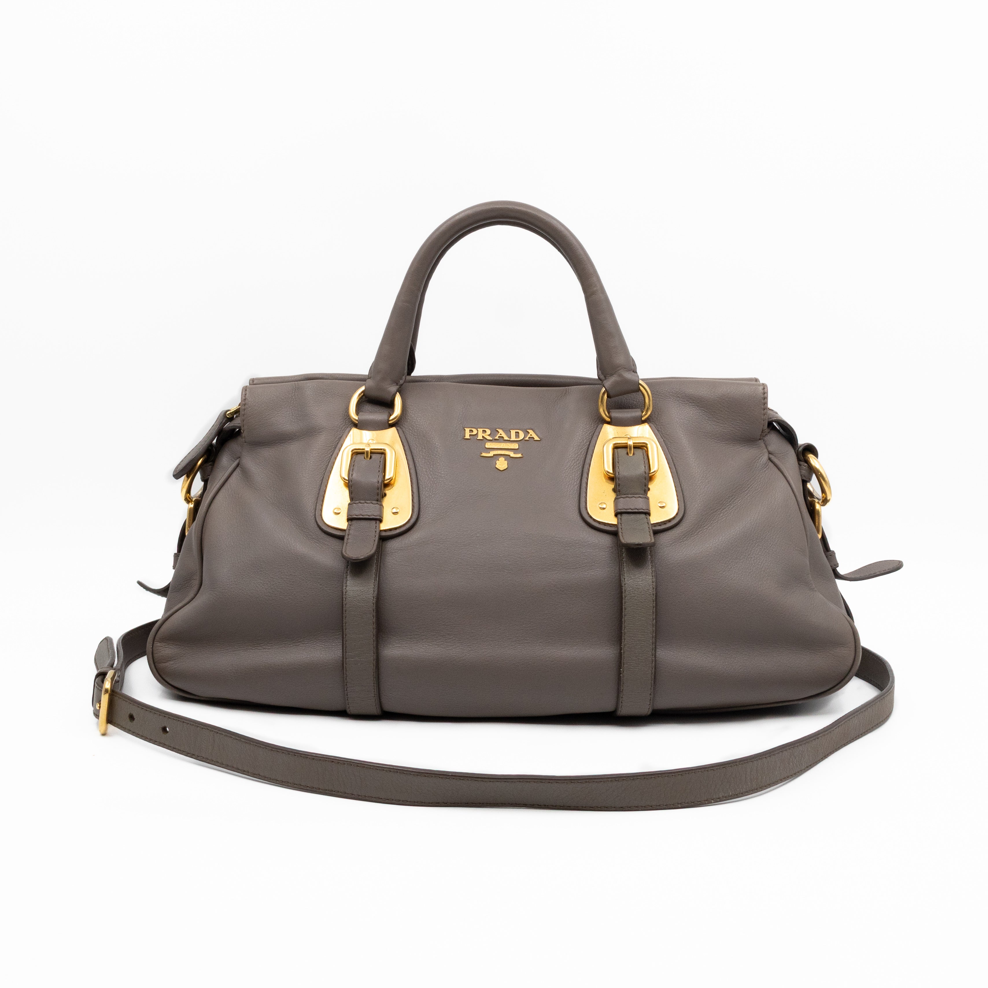 Shoulder Bag Grey Soft Calfskin Leather