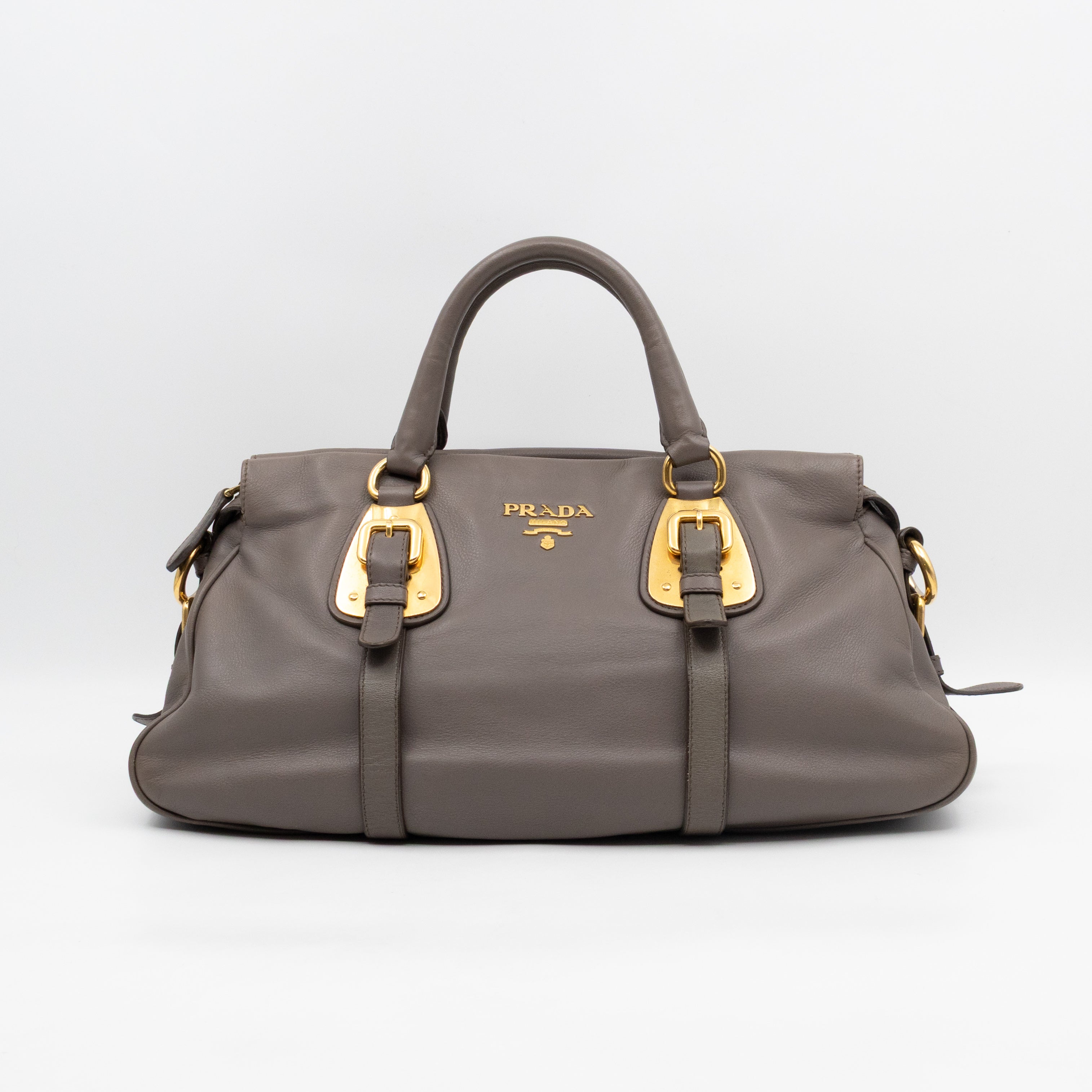 Shoulder Bag Grey Soft Calfskin Leather