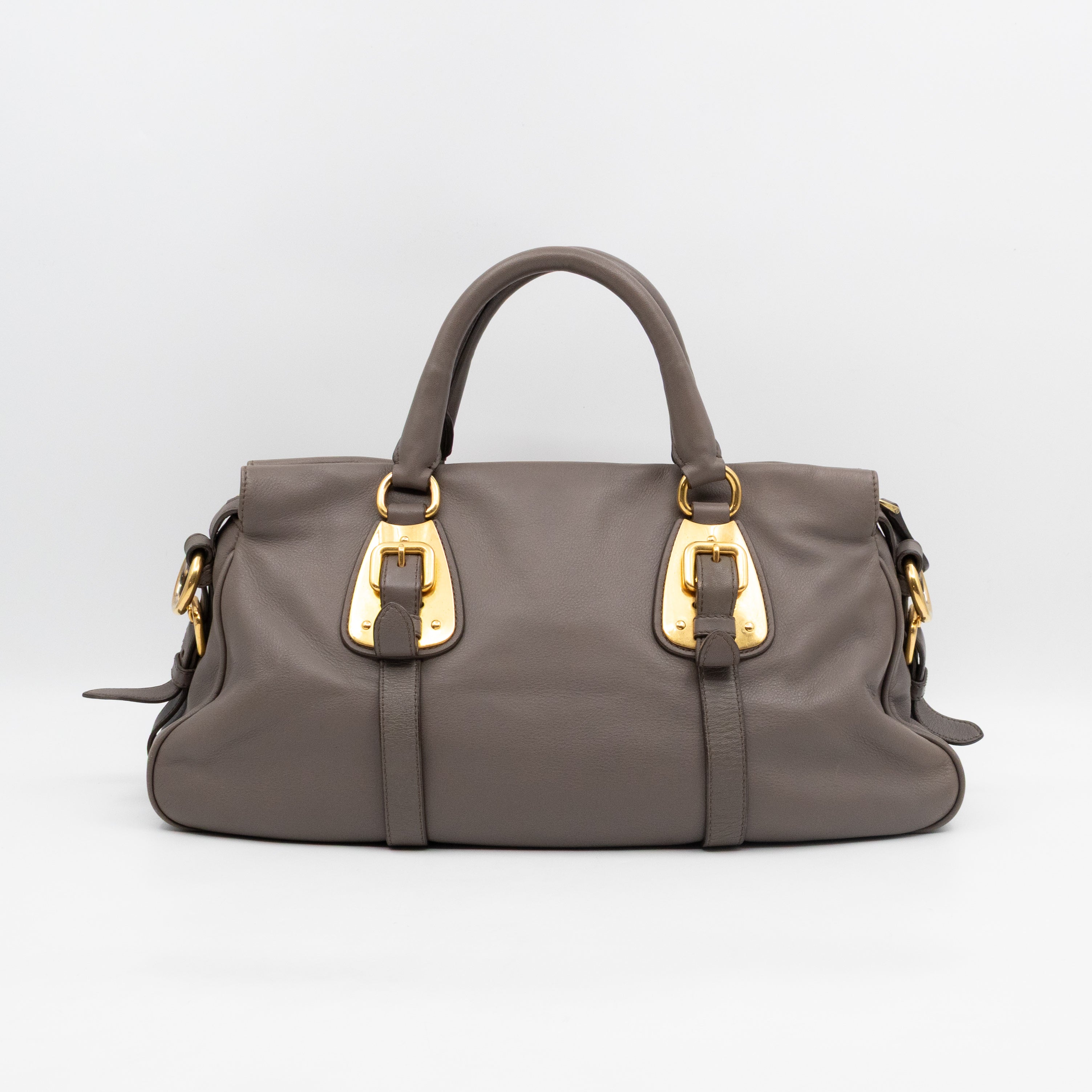 Shoulder Bag Grey Soft Calfskin Leather