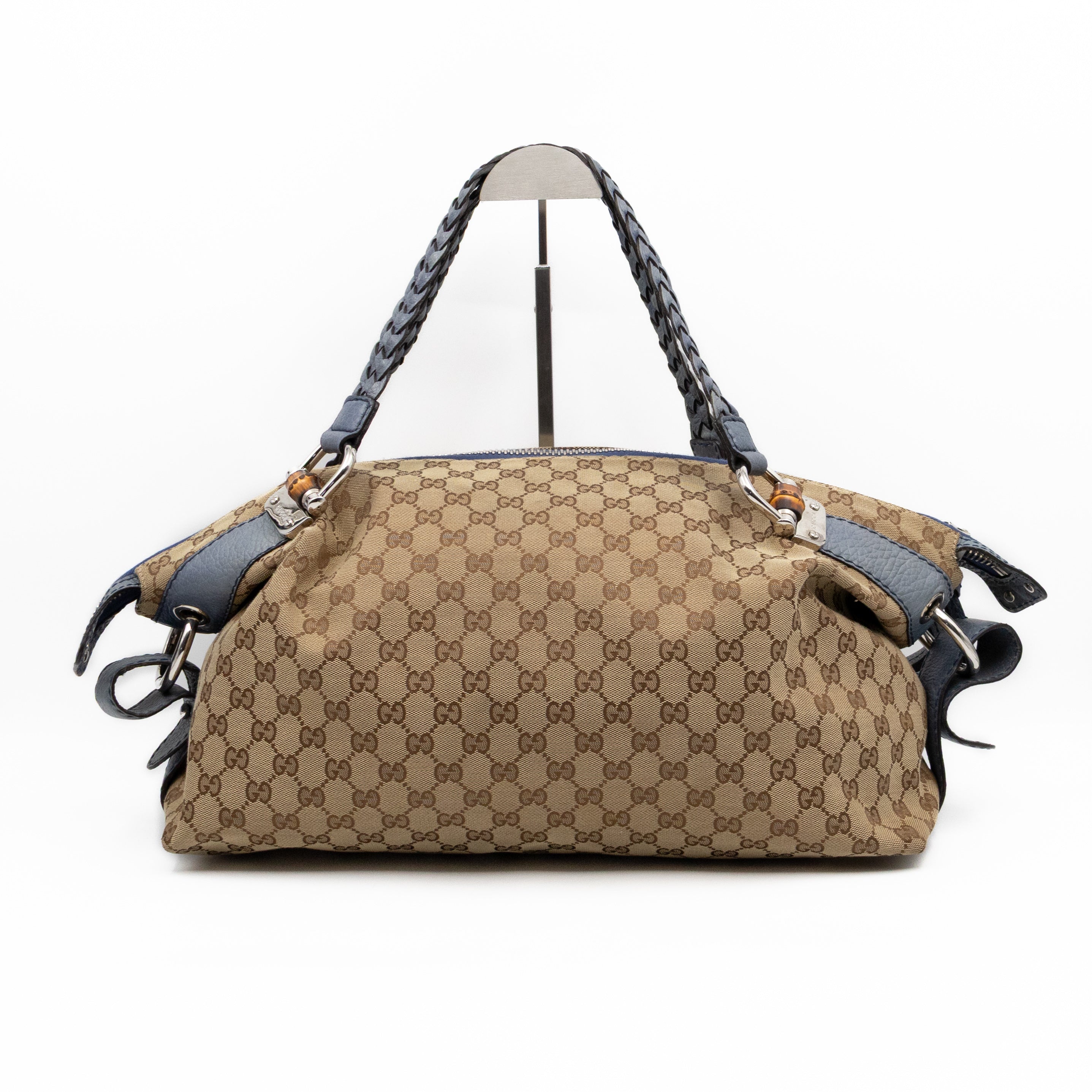 Bamboo Bar Medium Tote GG Supreme Blue Leather