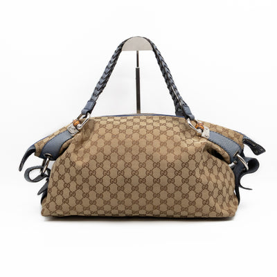 Bamboo Bar Medium Tote GG Supreme Blue Leather