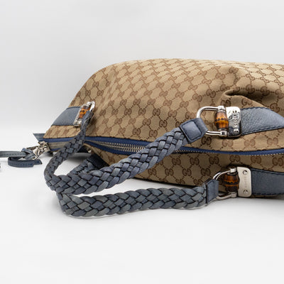 Bamboo Bar Medium Tote GG Supreme Blue Leather