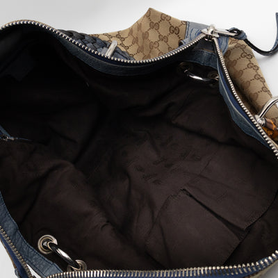 Bamboo Bar Medium Tote GG Supreme Blue Leather