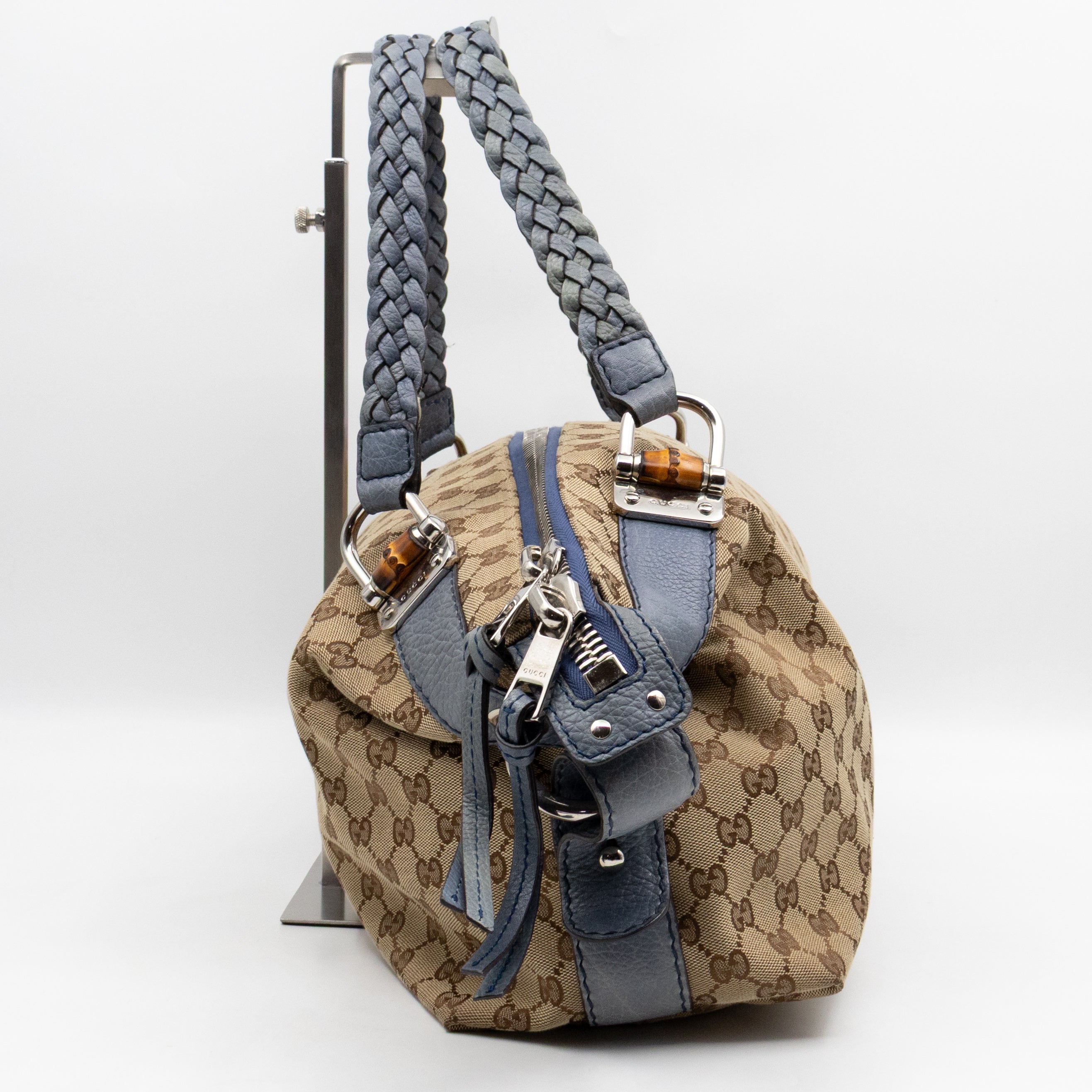 Bamboo Bar Medium Tote GG Supreme Blue Leather