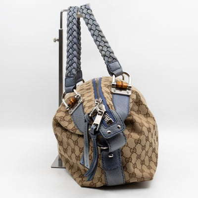 Bamboo Bar Medium Tote GG Supreme Blue Leather