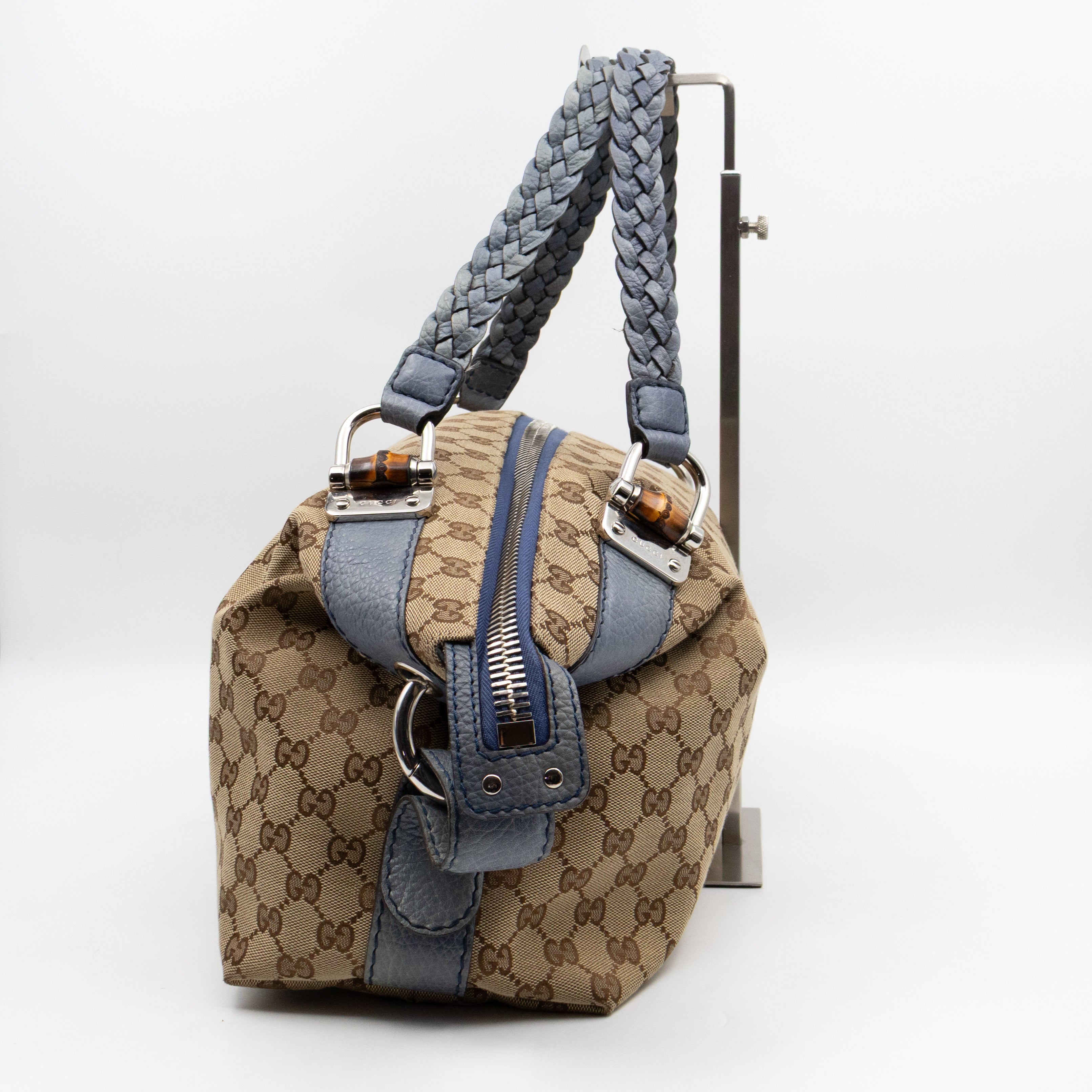 Bamboo Bar Medium Tote GG Supreme Blue Leather