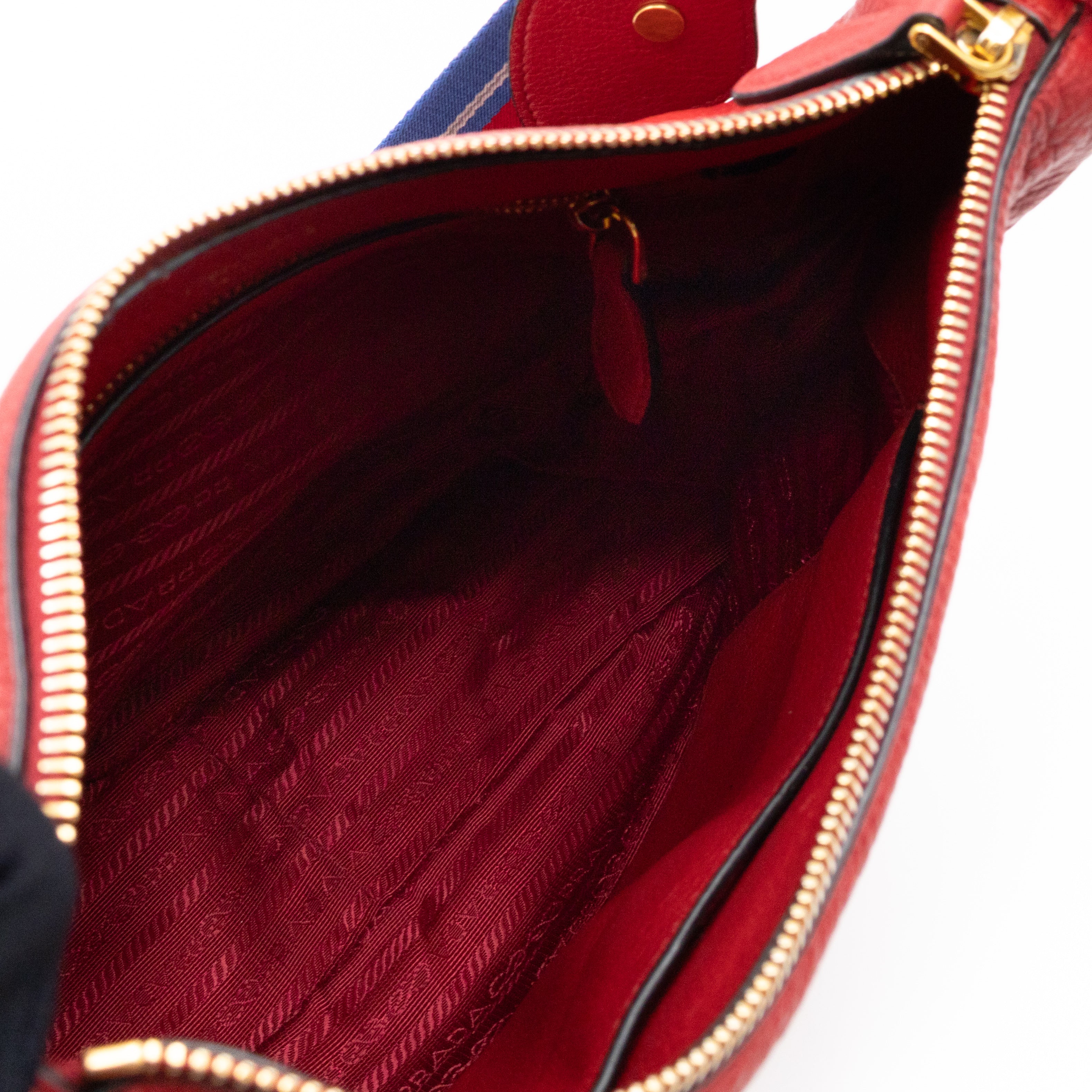 Crossbody Bag Red Vitello Daino Leather