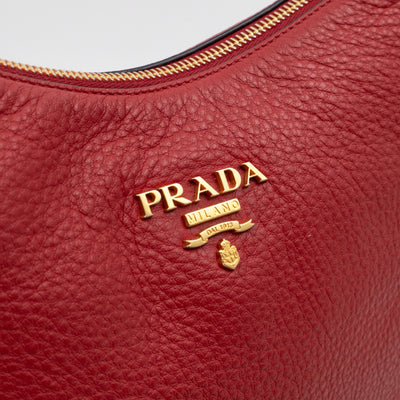 Crossbody Bag Red Vitello Daino Leather