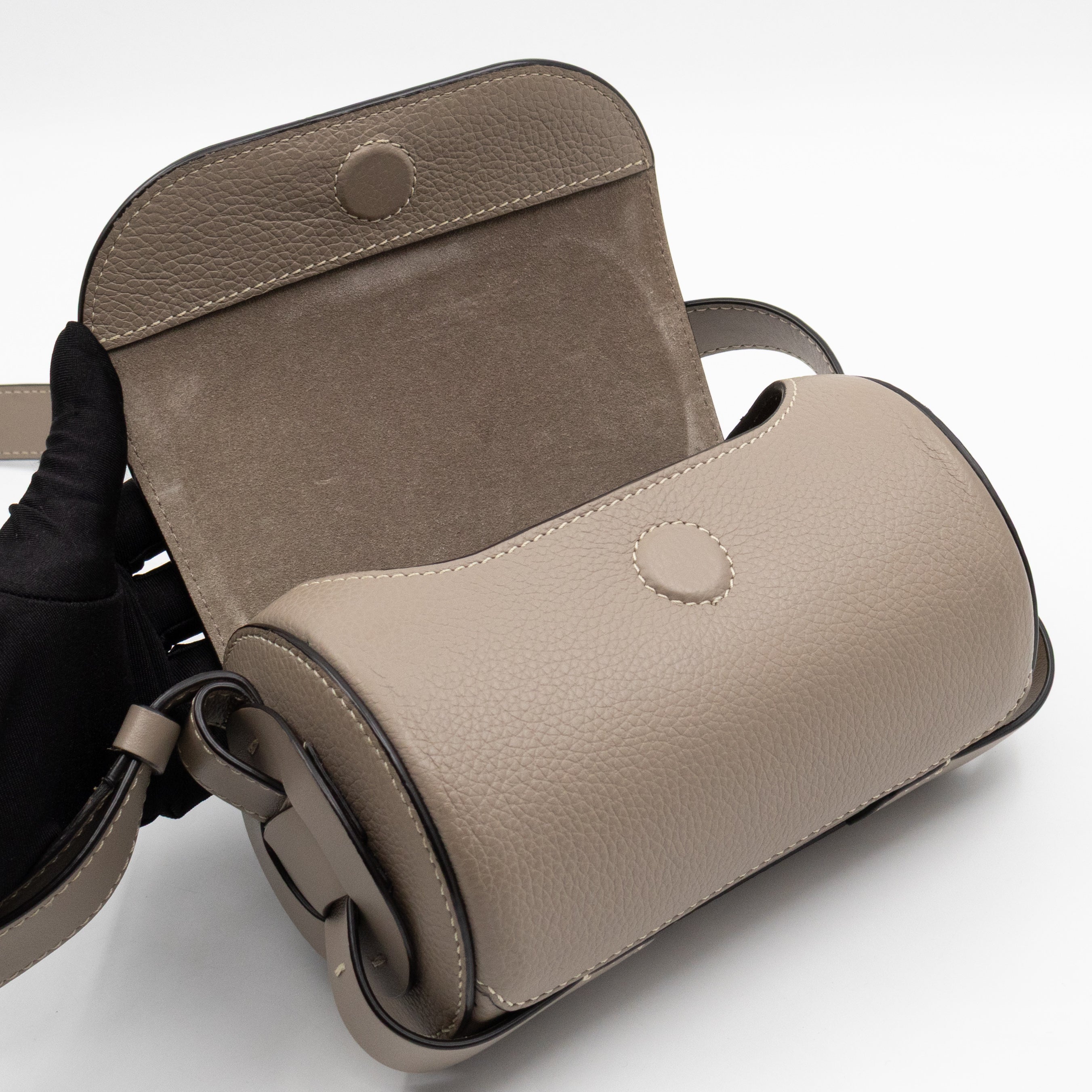 Darryl Mini Crossbody Bag Grey Leather