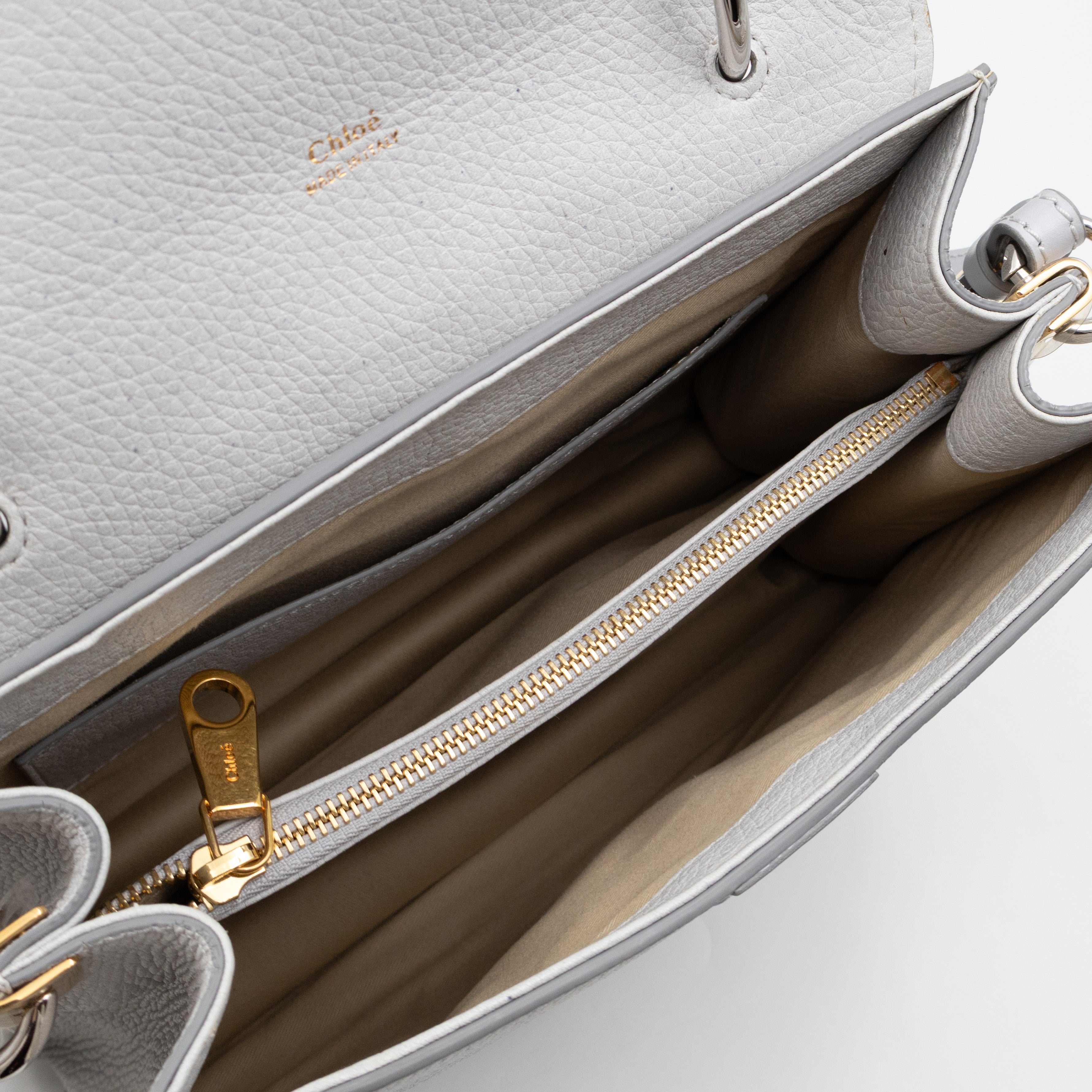 Aby Day Medium Top Handle Shoulder Bag Light Grey Leather