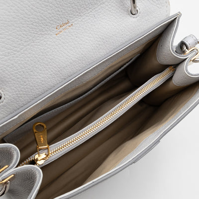 Aby Day Medium Top Handle Shoulder Bag Light Grey Leather