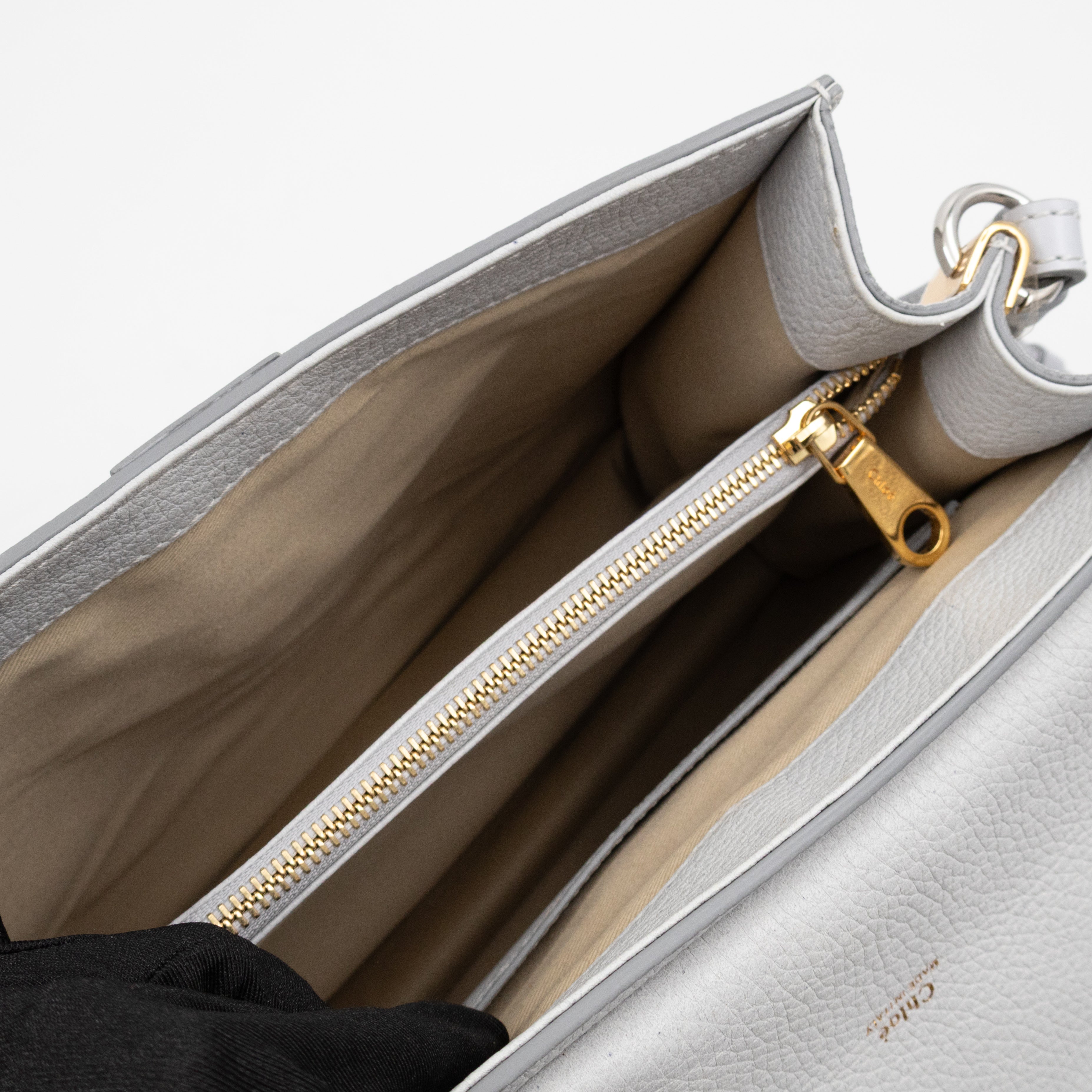 Aby Day Medium Top Handle Shoulder Bag Light Grey Leather