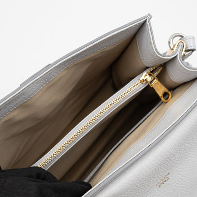 Aby Day Medium Top Handle Shoulder Bag Light Grey Leather