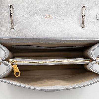 Aby Day Medium Top Handle Shoulder Bag Light Grey Leather