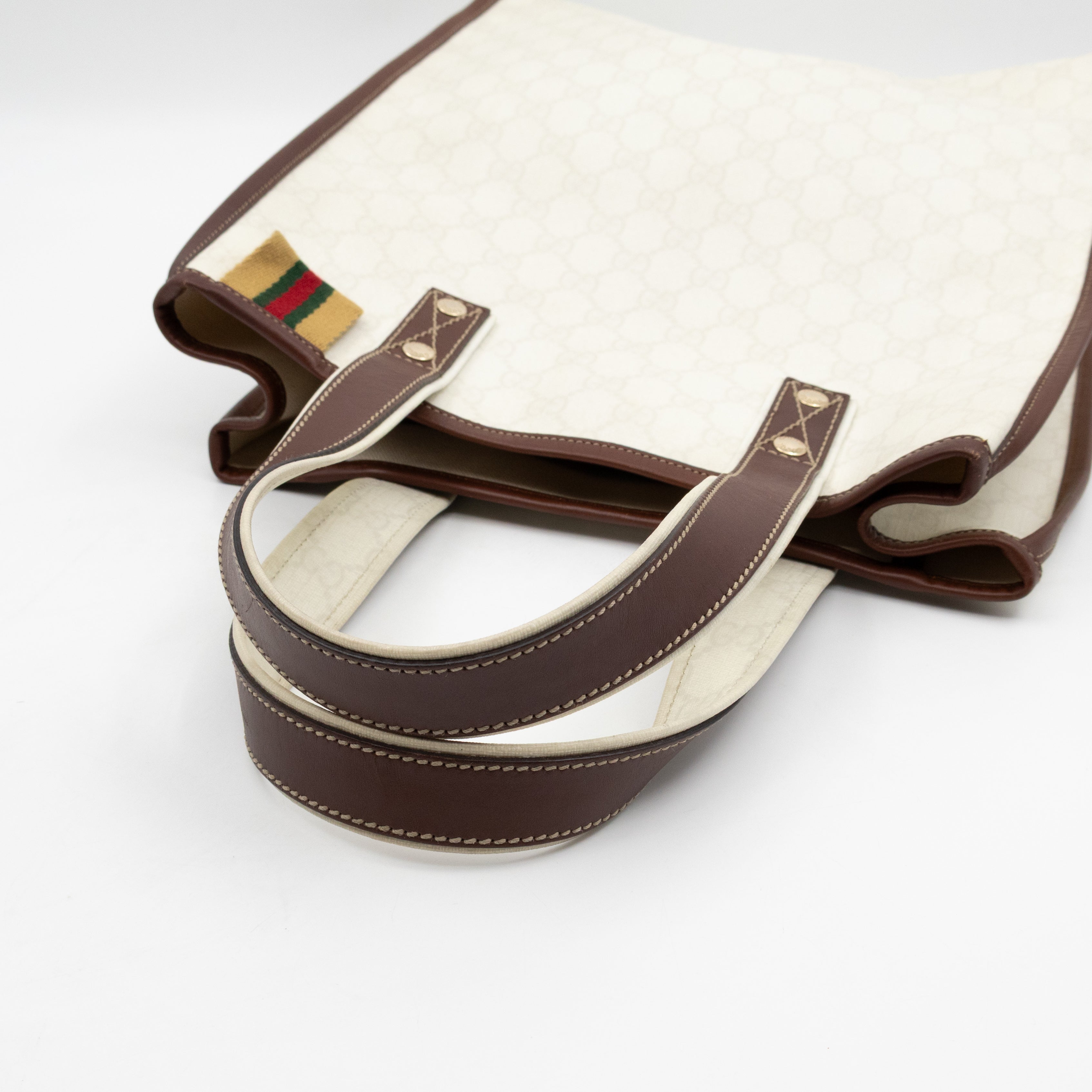 Web Loop Tote Medium White GG Supreme Canvas