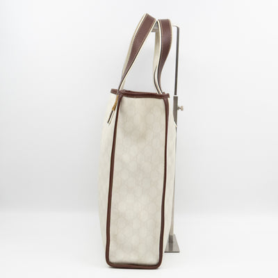Web Loop Tote Medium White GG Supreme Canvas