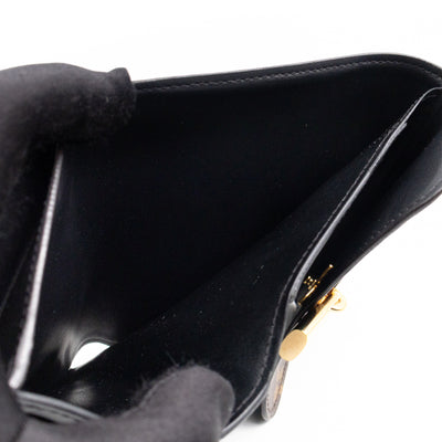 Flower Lock Compact Wallet Monogram Black