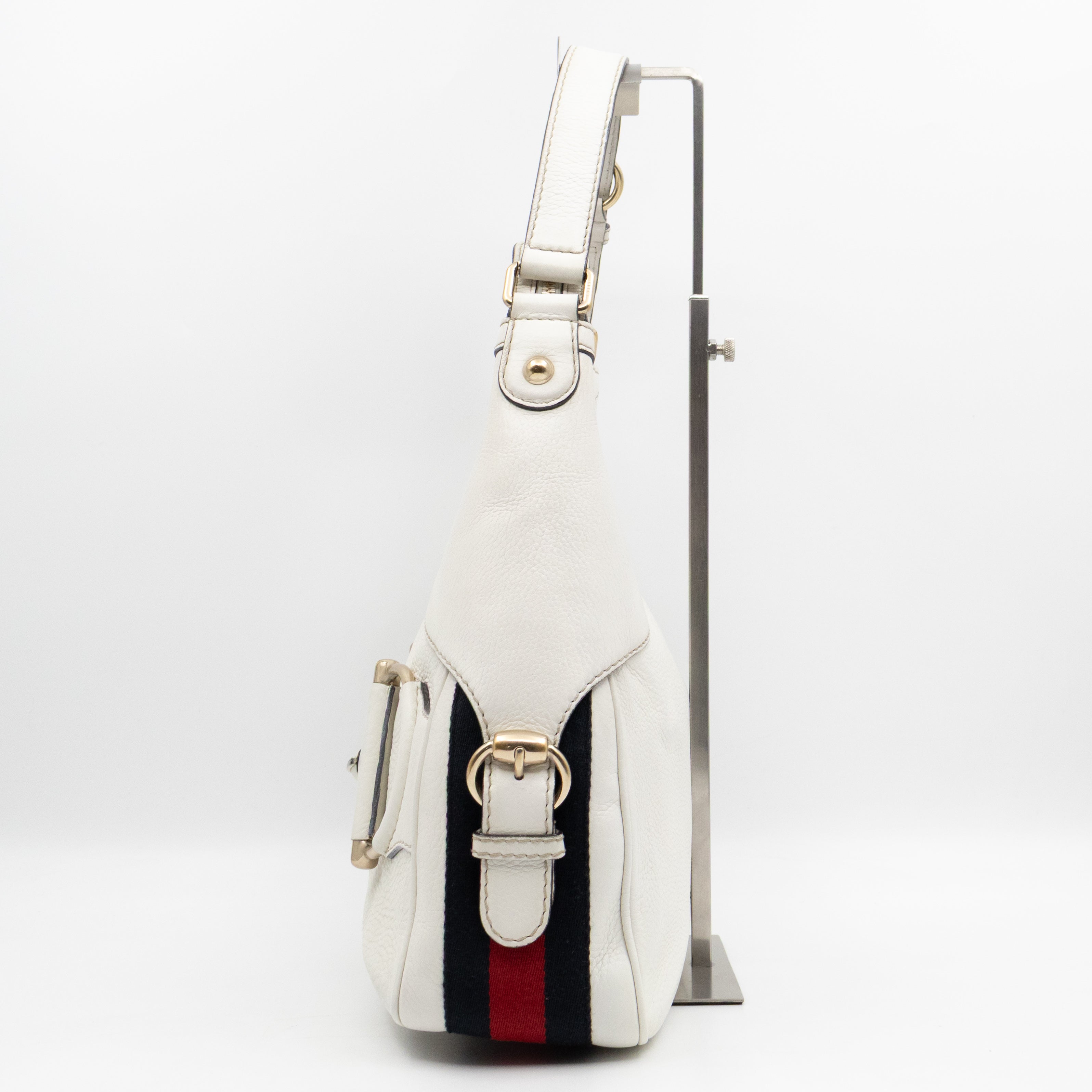 Heritage Horsebit Hobo White Leather