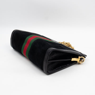 Ophidia Chain GG Small Shoulder Bag Black Suede