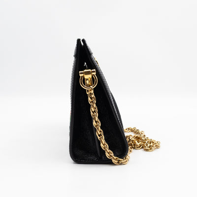 Ophidia Chain GG Small Shoulder Bag Black Suede