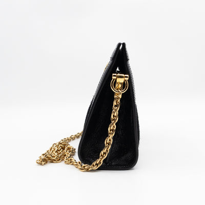 Ophidia Chain GG Small Shoulder Bag Black Suede