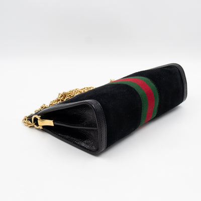 Ophidia Chain GG Small Shoulder Bag Black Suede