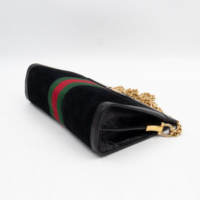 Ophidia Chain GG Small Shoulder Bag Black Suede