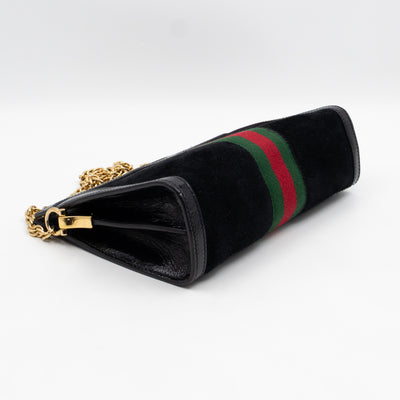 Ophidia Chain GG Small Shoulder Bag Black Suede