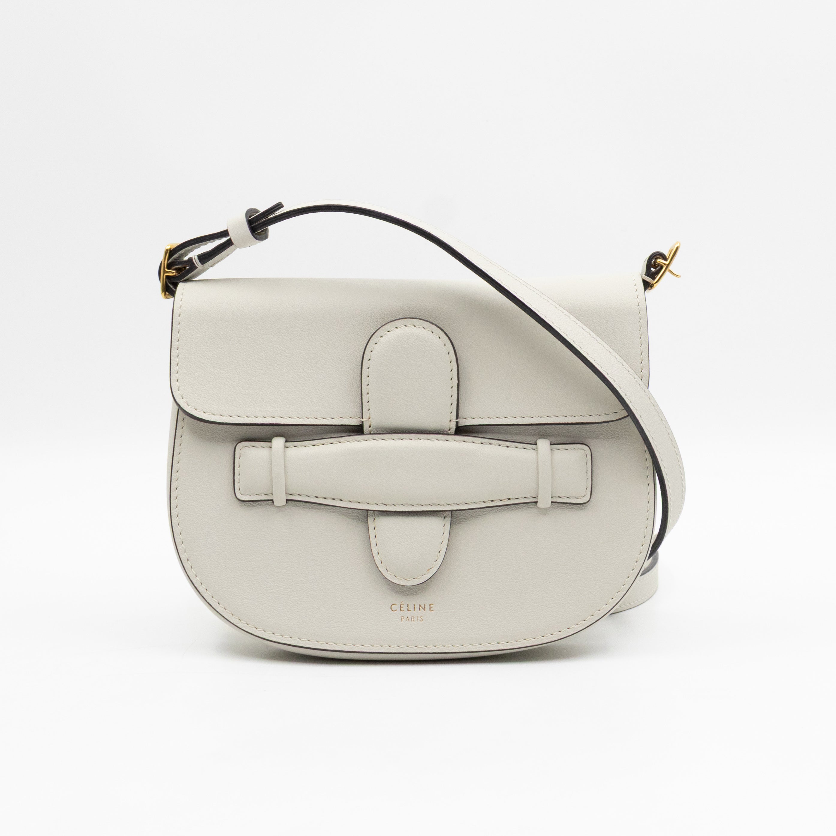 Symmetrical Mini Crossbody Bag White Leather