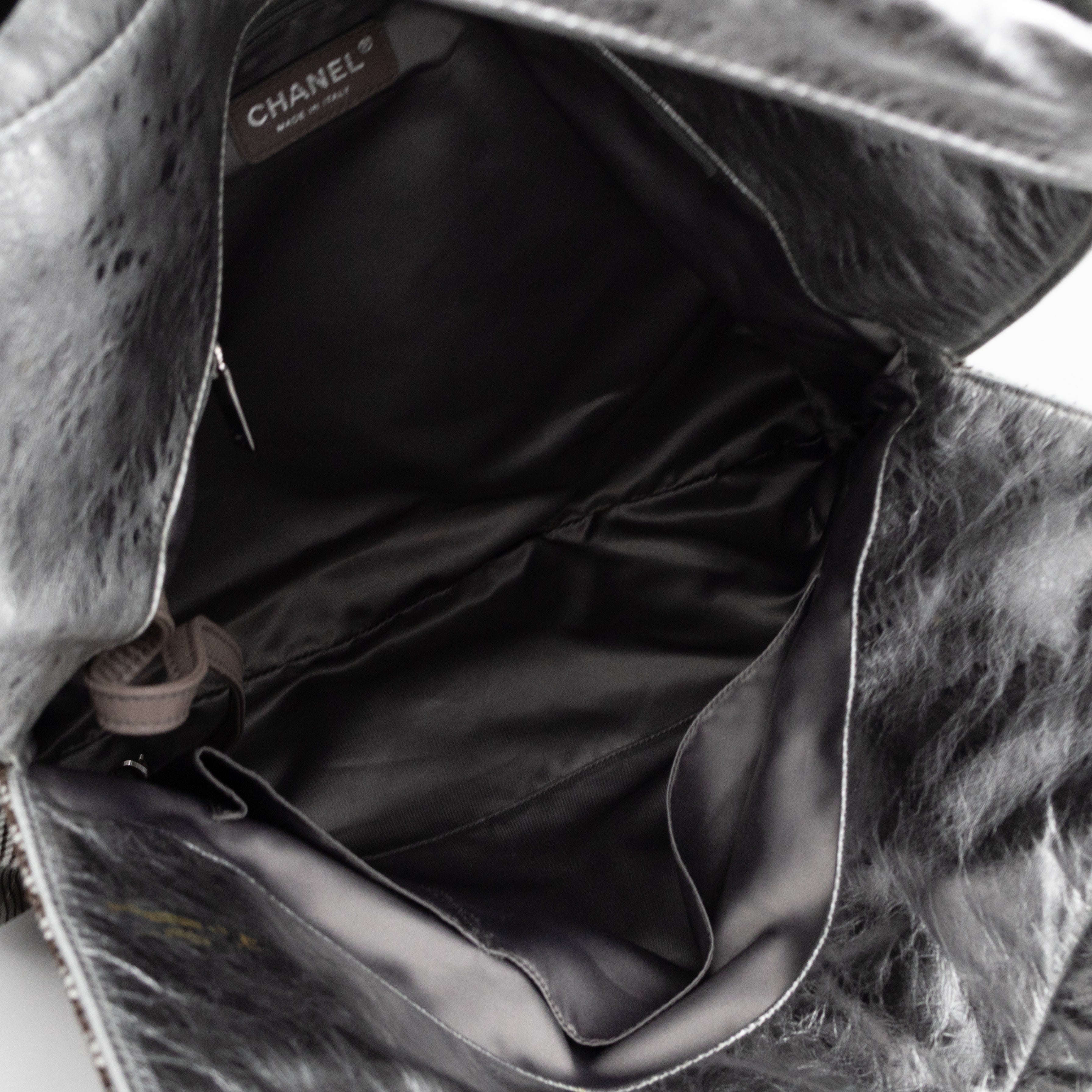 Hollywood Hobo Tote Perforated Metallic Ombre Leather Silver