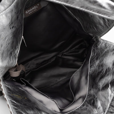 Hollywood Hobo Tote Perforated Metallic Ombre Leather Silver