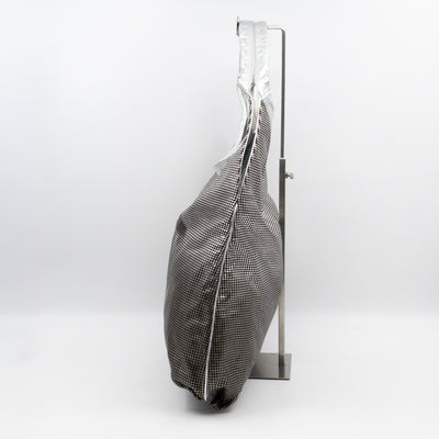 Hollywood Hobo Tote Perforated Metallic Ombre Leather Silver