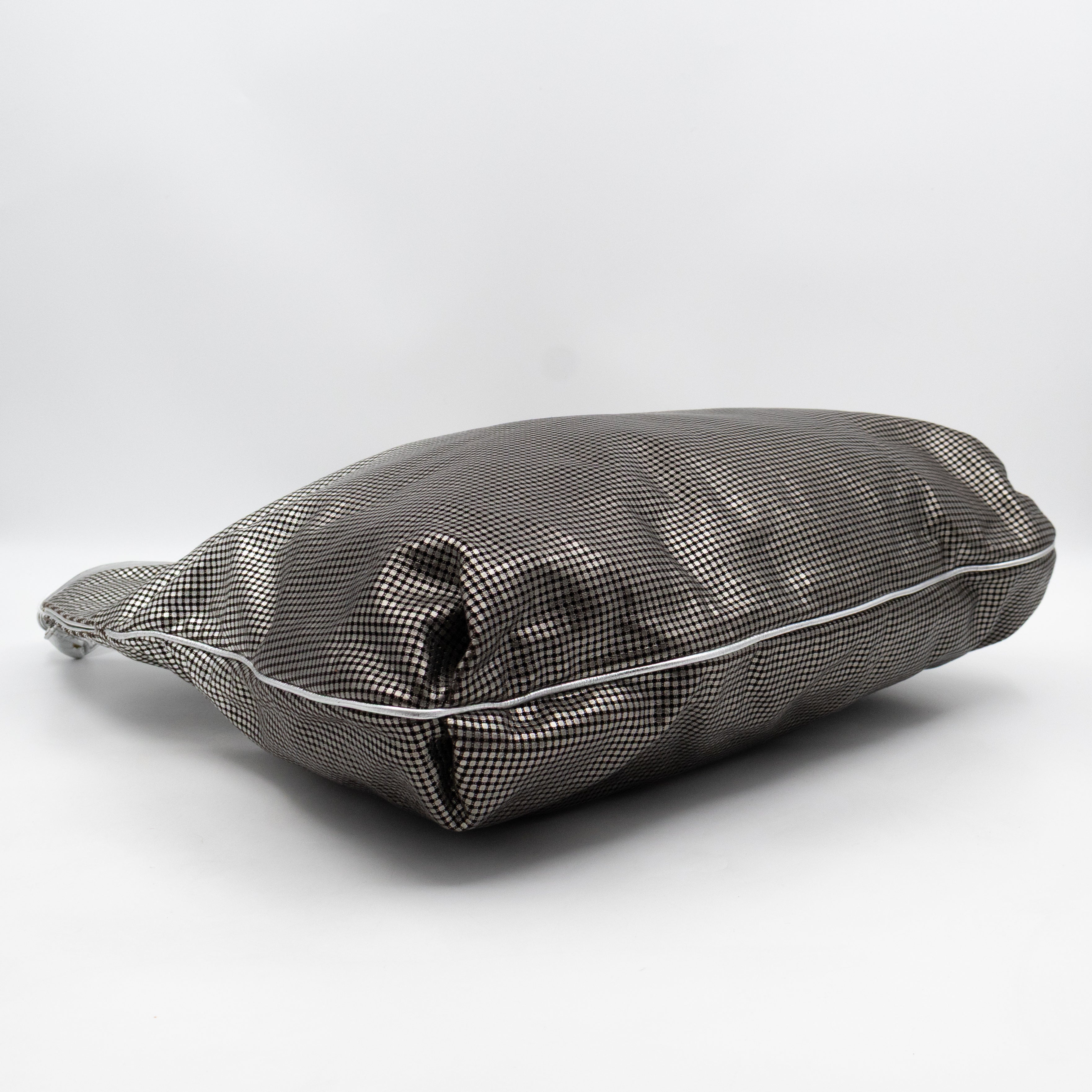 Hollywood Hobo Tote Perforated Metallic Ombre Leather Silver